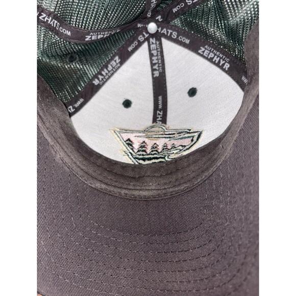 Minnesota Wild Zephyr Hat Snapback Cap Gray Green Mesh NHL Hockey Embroidered - Picture 7 of 11